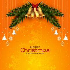 Elegant yellow color Merry Christmas festival celebration card