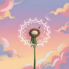 Whimsical Dandelion Against Soft Twilight Sky