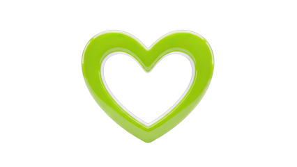Vibrant Green Heart Shape Outline Isolated Studio Shot Against White Background Symbolizing Love and Health