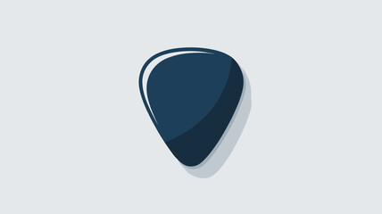 Minimalist dark navy blue glossy guitar pick icon, a modern stylized plectrum illustration isolated on a clean light background, symbolizing musical instruments, acoustic sound, rock, hobby, and leisu