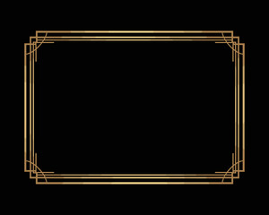 Elegant luxury Art Deco golden geometric ornamental decorative rectangle frame border background design template, ideal for high-end certificate, wedding invitation, presentation, menu, flyer, corpora