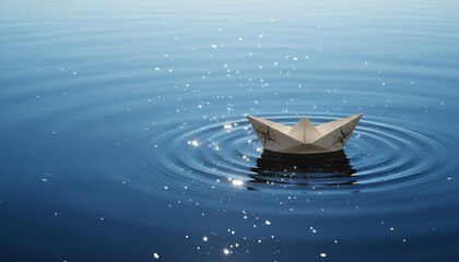 Paper Boat Floating on Water – Symbolic New Journey