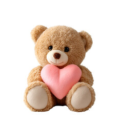 Obraz premium A cute brown teddy bear holding a pink heart