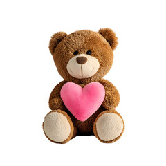 Obraz premium A cute brown teddy bear holding a pink heart