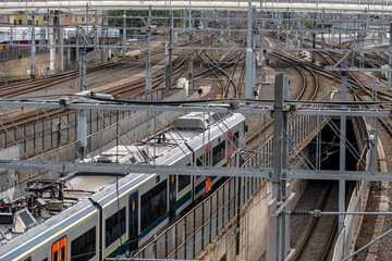 Mobility and commute along railway infrastructure where junctions, overhead structures and tracks support urban mobility in the rail network at Oslo Station