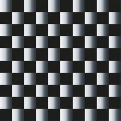 Seamless black and white gradient checkerboard pattern with metallic texture. Modern geometric background suitable for design, technology, and abstract graphic projects.