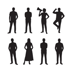 Set of diverse people silhouette illustrations