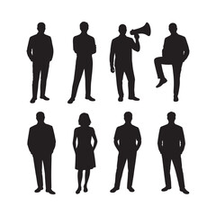 Set of standing people silhouettes