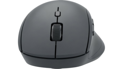 Ergonomic vertical computer mouse isolated PNG, designed for comfort and reduced strain during long hours of work on transparent background