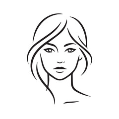 girl with long hair vector logo illustration