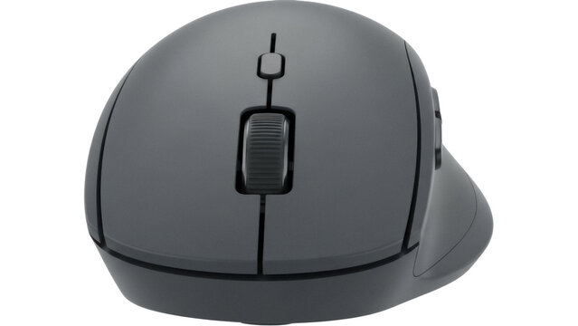 Ergonomic vertical computer mouse isolated PNG, designed for comfort and reduced strain during long hours of work on transparent background