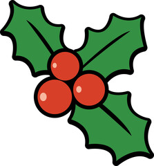 Holly Leaves and Red Berries Christmas
