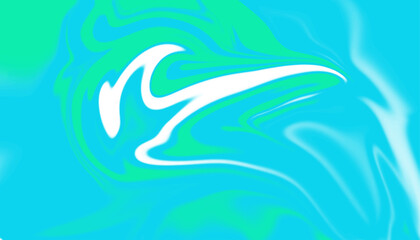 High-contrast liquid background in vibrant tropical colors: blue, green, and stark white. Ideal for web headers. Smooth, contemporary swirl effect. Abstract background blending bright turquoise and e
