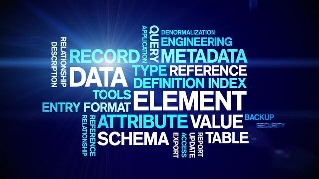 Data Element animated word cloud-text design animation tag kinetic typography seamless loop.