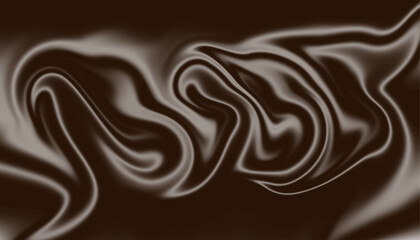 Rich chocolate brown liquid background. Abstract dark brown silk texture wallpaper.