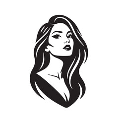 woman with long hair vector logo
