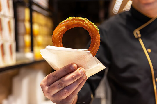 "Sweet Ring" (Halka tatlısı) is one of the most famous Turkish desserts. A ring-shaped dough is fried in hot oil until golden brown, then generously drizzled with syrup.