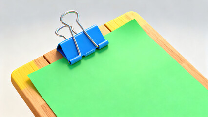 Yellow Background Wooden Easel & Green Notepad 3D Scene