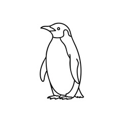 Naklejka premium A simple line drawing of a penguin standing on a plain white background with a minimalist style.