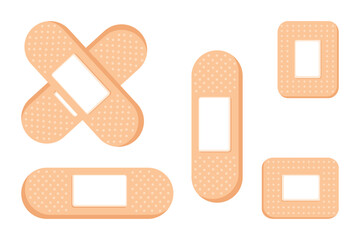 Medical Bandage Plaster Strip First Aid Tape Vector Set