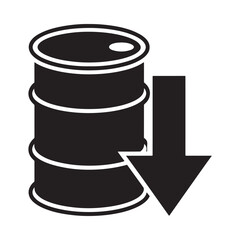 Oil Barrel Price Drop Vector Illustration in Black and White