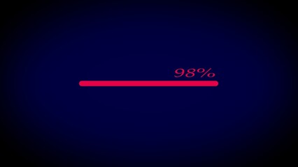 Red loading bar at 98 percent on dark blue background progress bar percentage