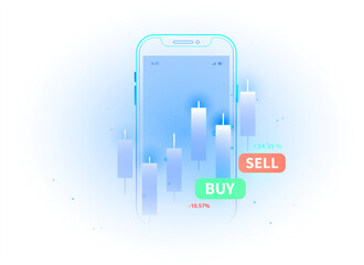 PNG Digital Mobile Stock Trading App Transparent Illustration for Financial Investment and Market Analysis Growth Chart Background