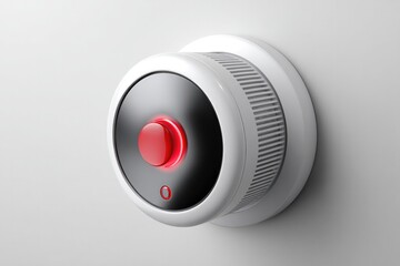 Smart thermostat on white wall isolated on clean background for modern home climate control