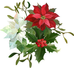 Floral Christmas composition with poinsettia