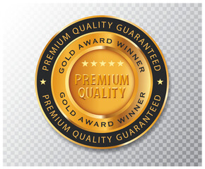 golden medal for premium quality, vector illustration