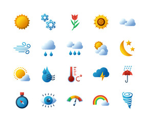 Naklejka premium Icon pack of weather