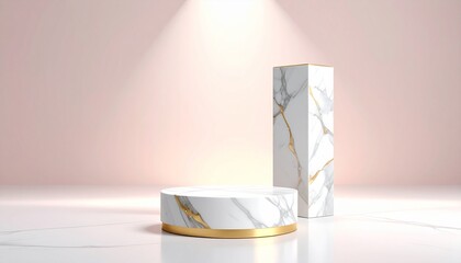 Marble podiums shine in pink spotlight