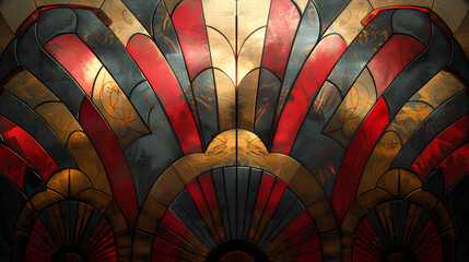 Art Deco Glass Panel: An eye-catching panel showcasing the geometric elegance of the art deco era, with vibrant colors and intricate design. 