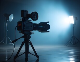 movie camera on tripod