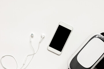 virtual reality glasses with smartphone on white background