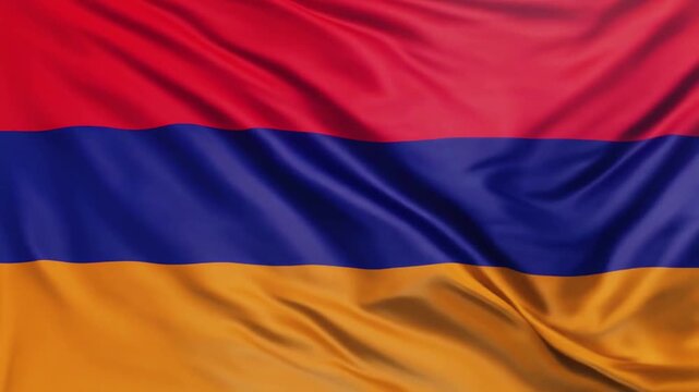Armenia national flag is waving or flying in close up