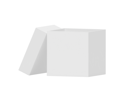 White Open Gift Box, transparent background