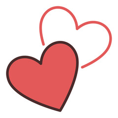Pair of Hearts vector universal colored icon or symbol of love