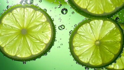 Sparkling Citrus Slices in Verdant Effervescence