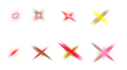 Soft blurred multicolor spark shapes abstract accent elements with glowing edges on transparent background