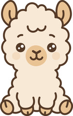 Obraz premium Cute light cartoon Llama sitting