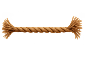 Rope with frayed ends showing strength, connection, and worn natural fiber texture on transparent background