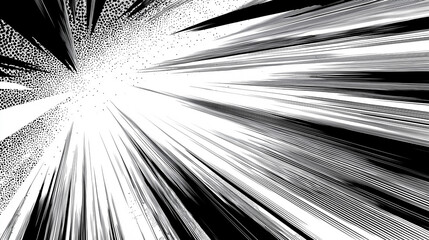 漫画風の光が炸裂する集中線スピード背景