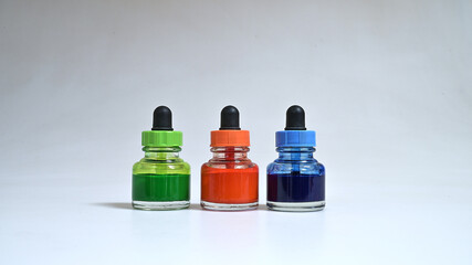 RGB watercolor paint pots.
