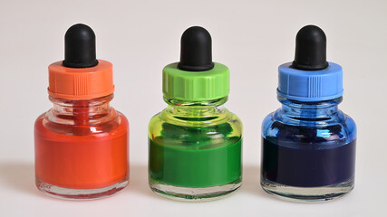 RGB watercolor paint pots.