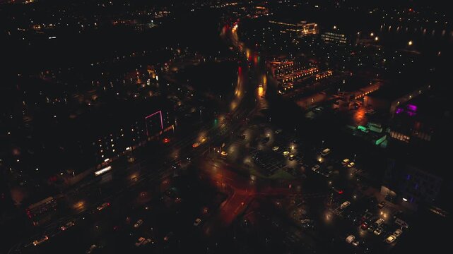 Glasgow Scotland: 26th Nov 2025: Night view of Govan area in Glasgow showing hotels and city lights along the road