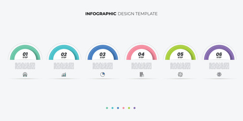 Modern infographic 6 Step timeline journey, calendar Flat simple infographics design template. presentation graph. Business concept with 6 options