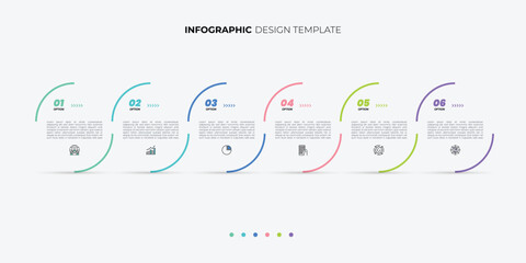 Modern infographic 6 Step timeline journey, calendar Flat simple infographics design template. presentation graph. Business concept with 6 options