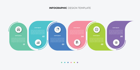 Modern infographic 6 Step timeline journey, calendar Flat simple infographics design template. presentation graph. Business concept with 6 options
