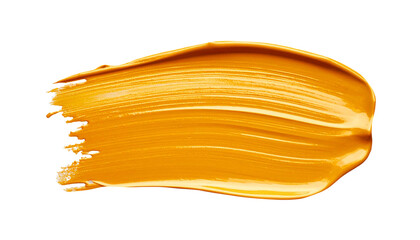 textured abstract orange yellow color paint stroke isolated on transparent background, png